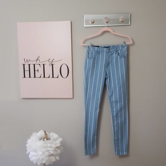 NWT J Brand blue & white stripe high rise skinny jeans, 25 - Picture 3 of 4